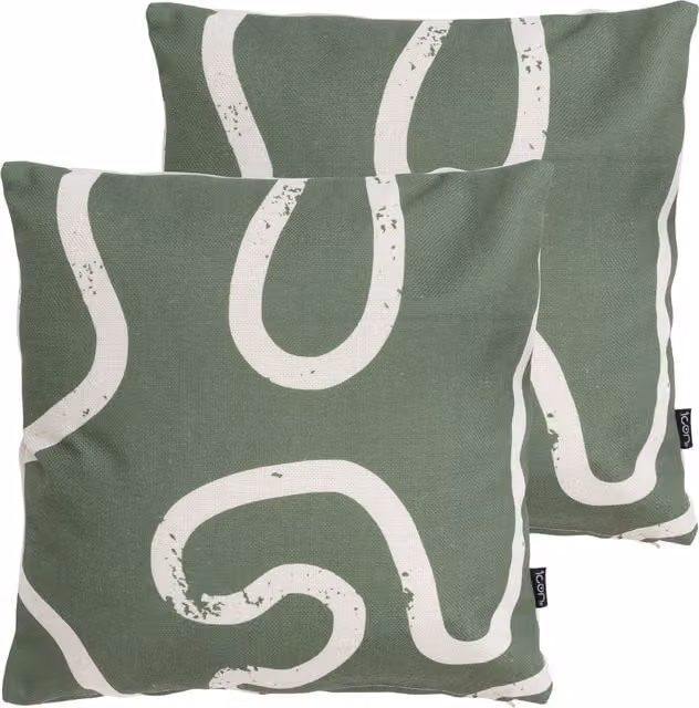 icon Squiggle Kyoto Square Outdoor Cushion in Beige, Yellow and Green