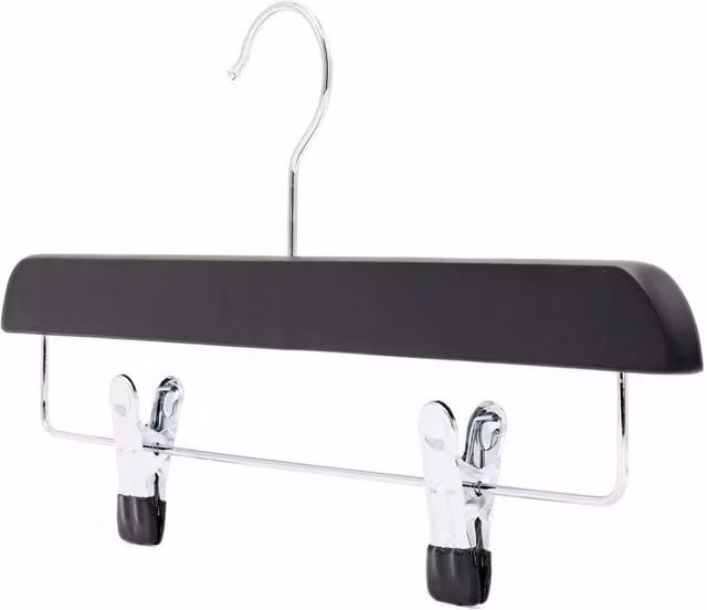 PAWNORA Set of 10 Black Skirt Hangers with Clips and Bar – 1