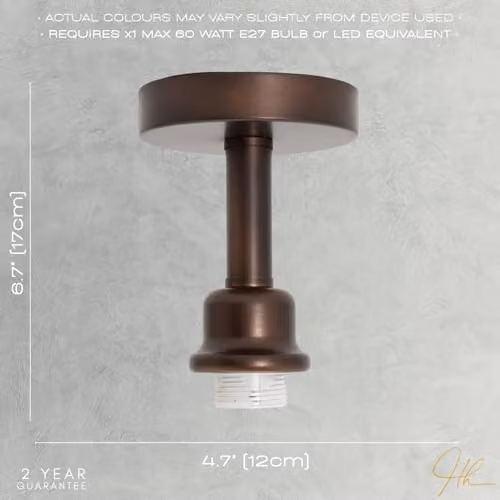 Happy Homewares Contemporary Modern Semi Flush Ceiling Light Fitting in Bronze Metal with E27 Socket – 3