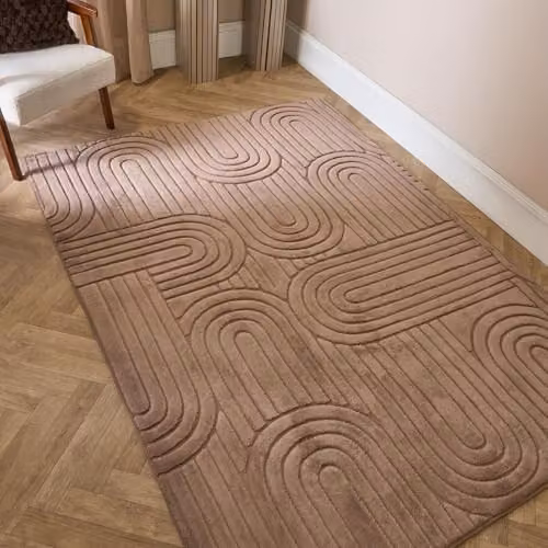 OHS Hand-Tufted Arches Modern Abstract Area Rug, Brown, W/D/H: 170 x 120 cm – 1