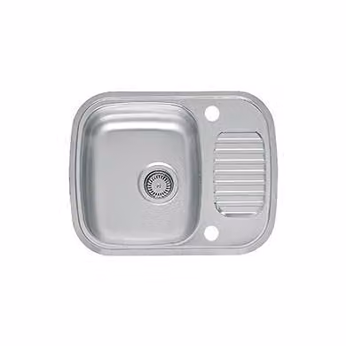 Reginox Regidrain Single Bowl Polished Stainless Steel Kitchen Sink in Silver