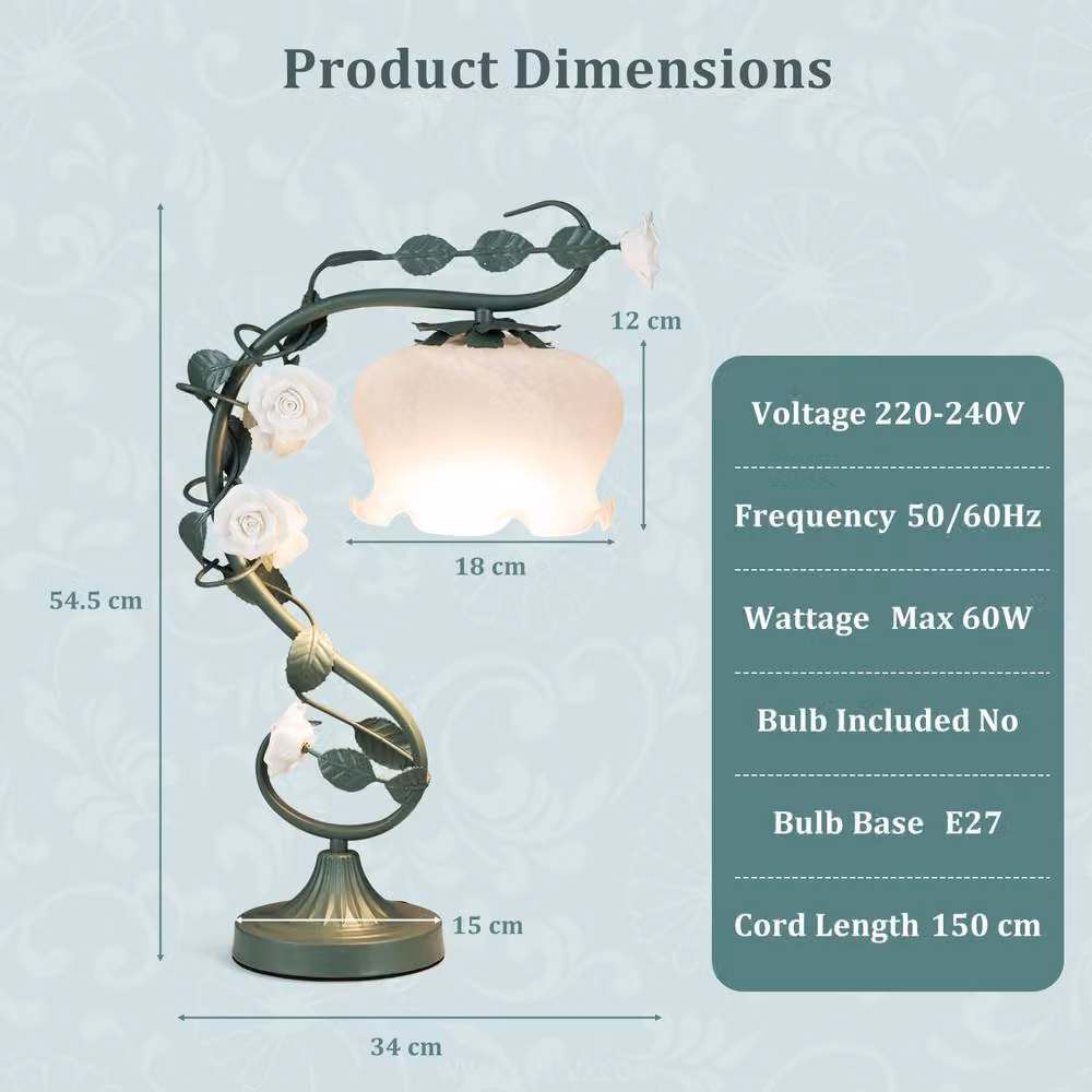 Costway Vintage Decorative Bedside Table Lamp in Green and Multicolour with Ceramic and Metal Base – 2