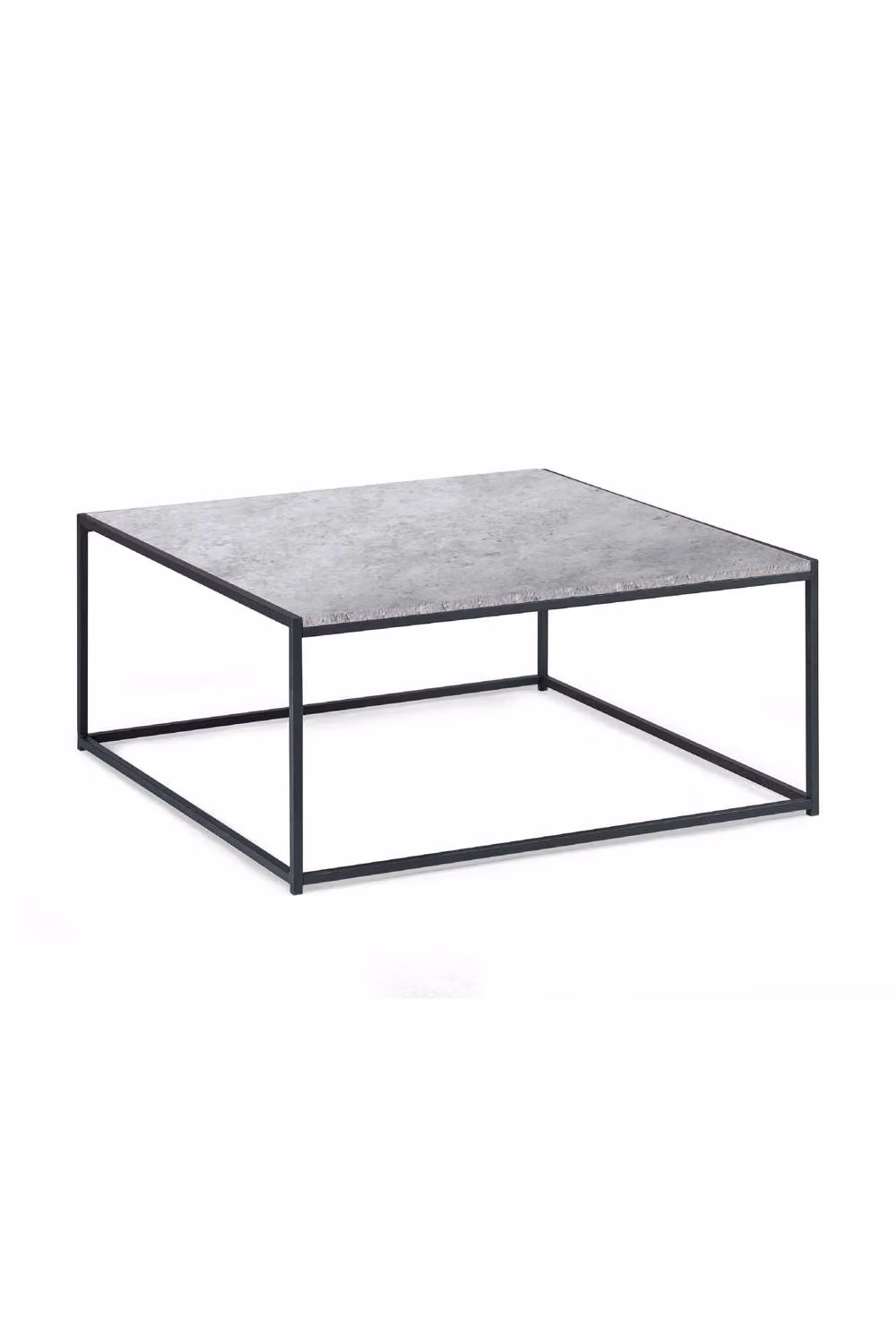 Julian Bowen Staten Square Coffee Table in Grey Concrete Effect with Black Metal Sled Base W/D/H: 90 x 90 x 40 cm – 2