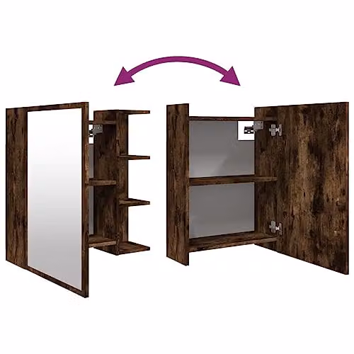 vidaXL Bathroom Mirror Cabinet in Smoked Oak, W: 62.5 cm, D: 20.5 cm, H: 64 cm – 4