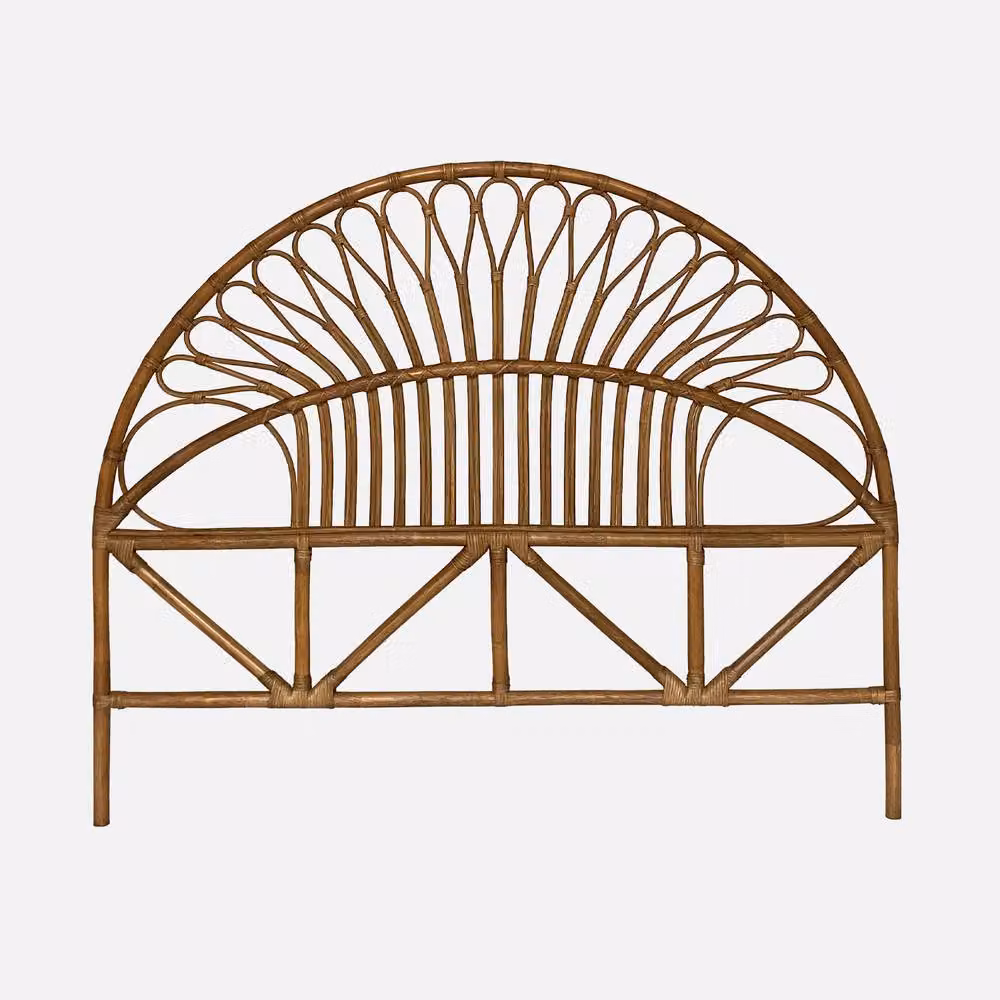 sweeek Vintage Dark Rattan Headboard in Beige and Brown – 2