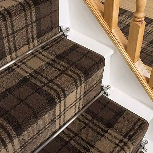 runrug Tartan Stair Runner Carpet in Brown, W: 60 cm, L: 660 cm – 8