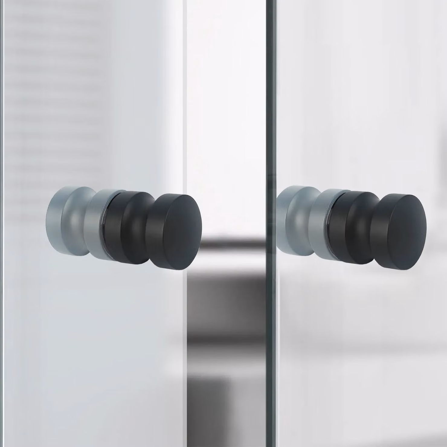 Nes Home Round Black Aluminium Shower Door Knob Handle Set of 2 – 3