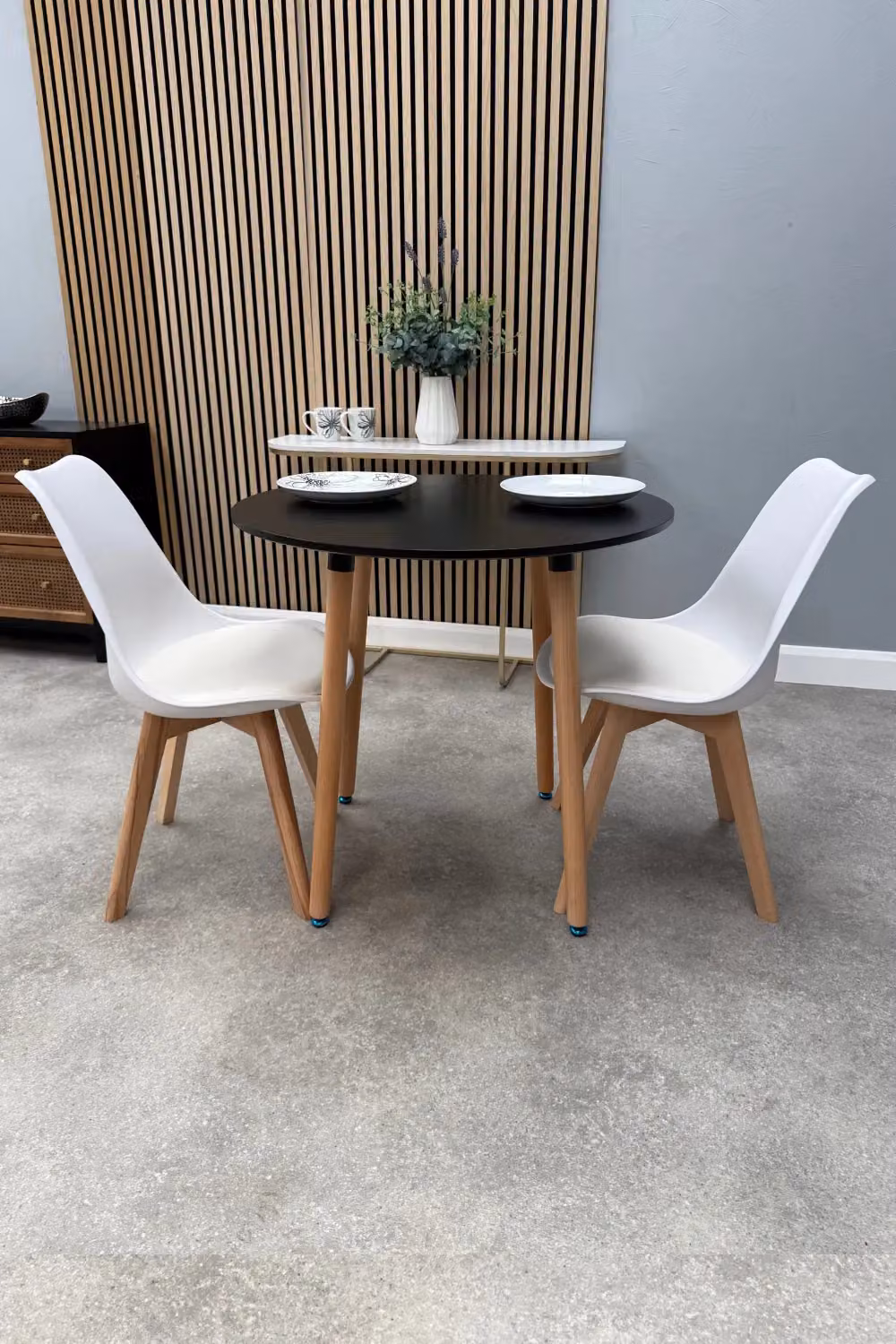 Life Interiors Round Lorenzo Dining Set with Table and 2 Chairs in White – 2