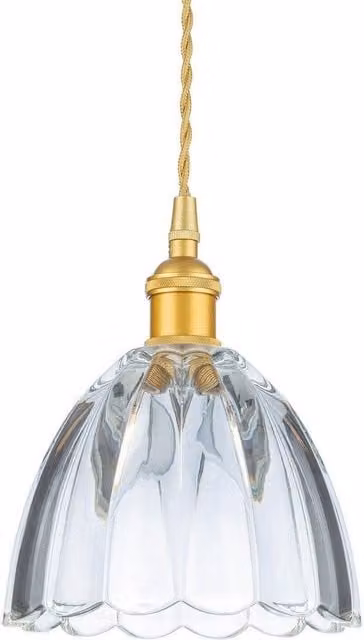 Netlighting Wilshire Dome Pendant Light in Gold and Brass with Transparent Glass