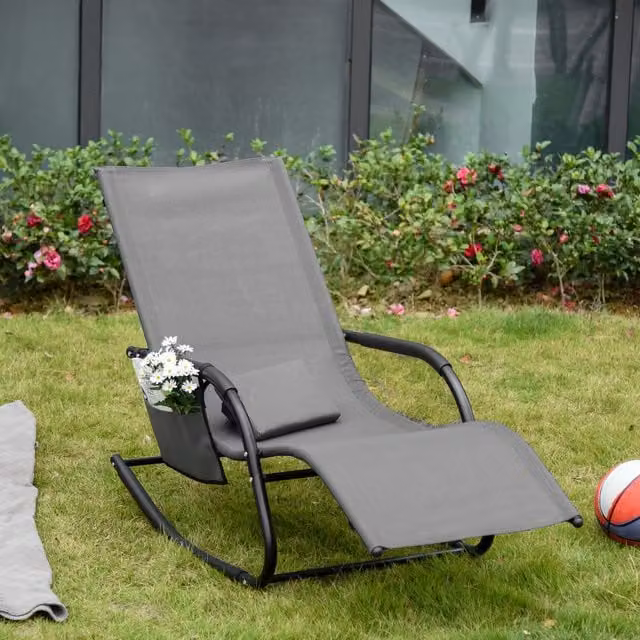 Outsunny Modern Breathable Mesh Rocking Chair in Grey