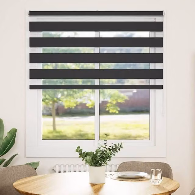 Berkfield Home Black Zebra Day and Night Blind, W: 130 cm, H: 150 cm