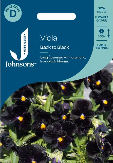 Johnsons Seeds Back to Black Viola Flower Seeds, Black