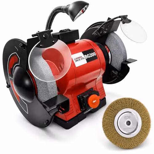 Lumberjack 8 inch Bench Grinder and Polisher, 550W, Red