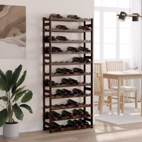 vidaXL Black Solid Pine Wood Wine Rack for 77 Bottles – 2