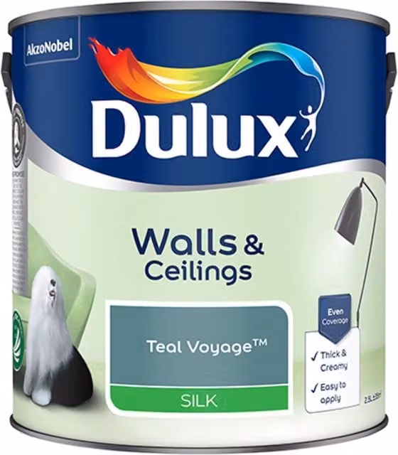 Dulux Silk Emulsion Water Based Dispersion Paint in Petrol Blue, 2.5l – 1