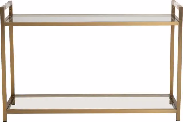 Orsina Art Deco-Inspired Matte Gold Stainless Steel and Clear Glass Console Table