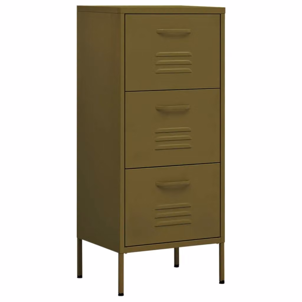 Berkfield Home Industrial Metal Storage Cabinet in Matt Green, W/D/H: 42.5 x 35.0 x 101.5 cm – 2