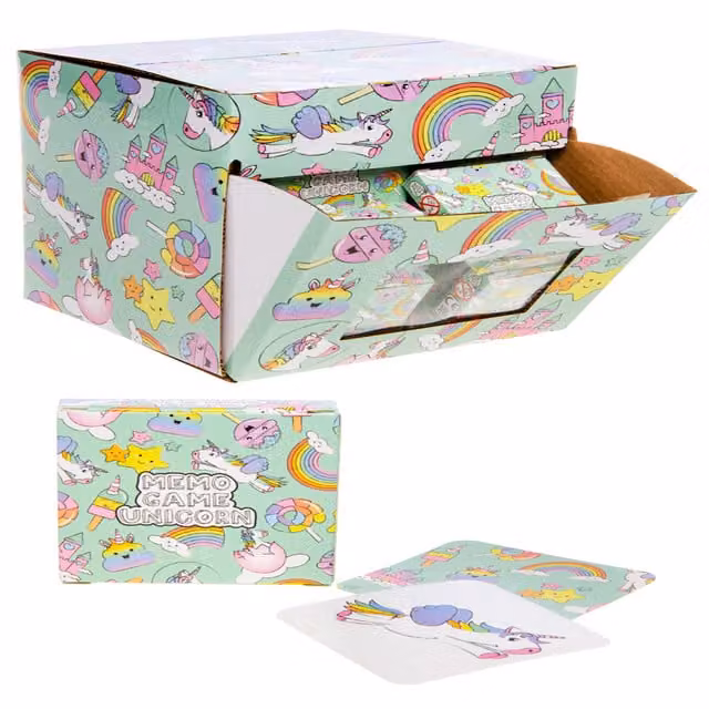 LG-Imports Pack of 12 Unicorn Mini Memory Games with 28 Cards, White and Multicolour