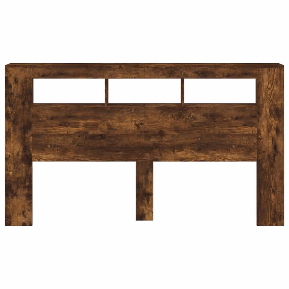 Berkfield Home LED Headboard in Smoked Oak Brown, W: 180 cm, D: 18.5 cm, H: 103.5 cm – 5