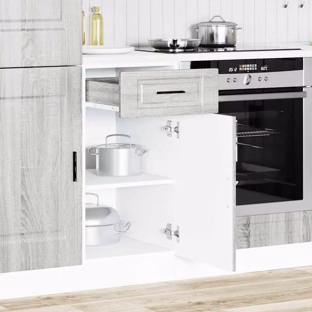 Berkfield Home Porto Kitchen Base Cabinet in Grey Sonoma Engineered Wood, H 81.5 x W 46 x D 40 cm