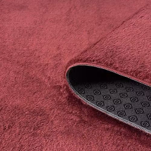 Desire Rugs Red Plain Round Washable Non-Slip Polyester Area Rug, Diameter: 100 cm – 3