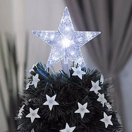 The Christmas Workshop LED Star Tree Topper in White, 18 cm – 2