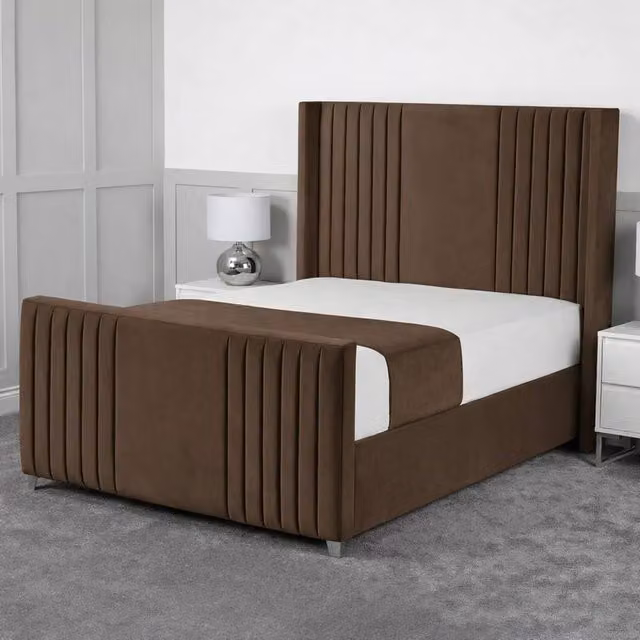Living Comfort Bedz Emilia Upholstered Gas Lift Storage Bed in Brown, W/D/H: 90 x 200 cm