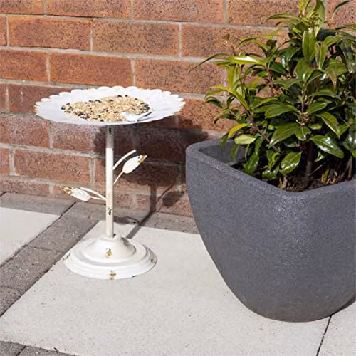 St Helens Home & Garden White Metal Ornamental Pedestal Bird Bath – 1
