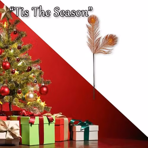 VFM e-Store Christmas Peacock Feather Stem Decoration in Bronze, W/D/H: 73 x 16 x 16 cm – 5