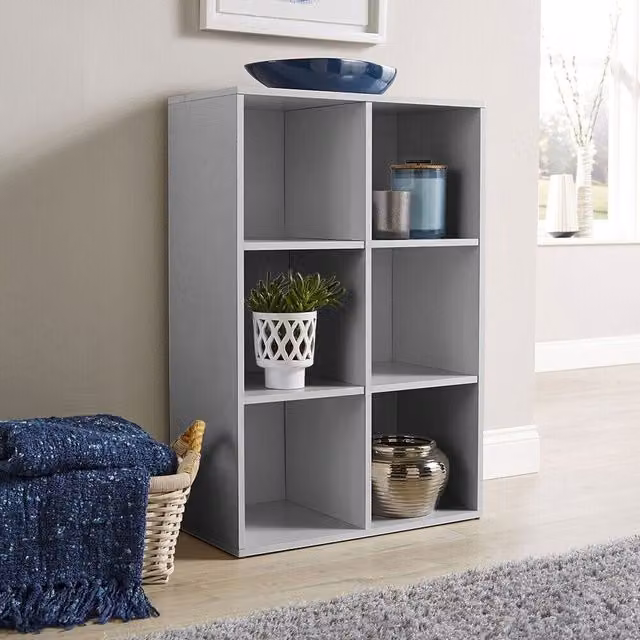 Home Source 6 Cube Storage Shelf Unit in Grey