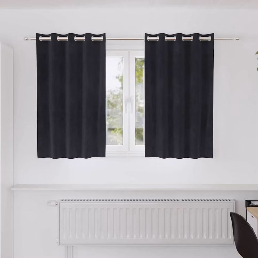Berkfield Home Black Velvet Blackout Eyelet Curtains, 2 Pack, Black – 2
