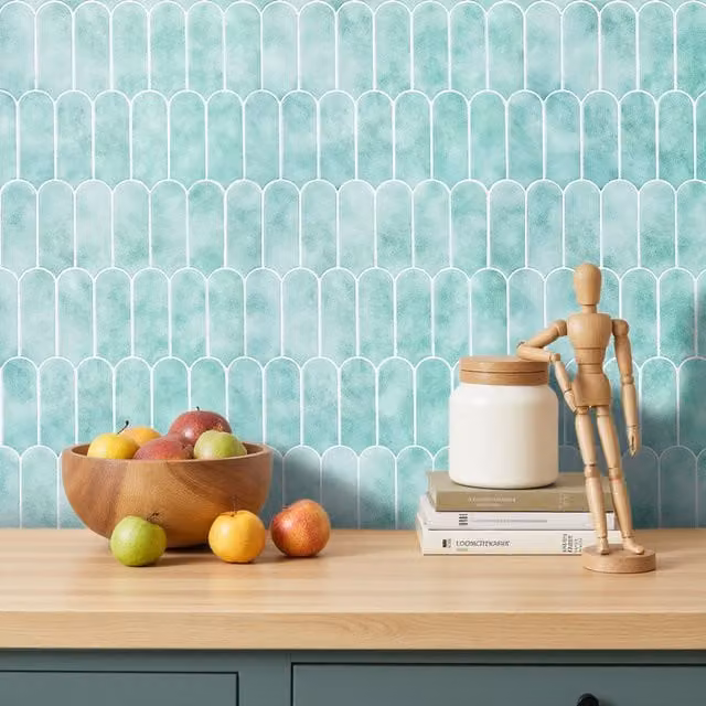 Lifeideas 10-Piece Self-Adhesive Geometric Arch Wall Tile Stickers in Blue, Green and Turquoise