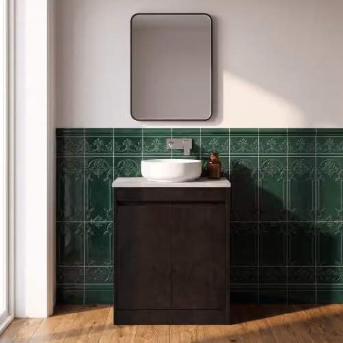Balterley Modern 2 Door Freestanding Bathroom Vanity Unit with Soft Close Doors and Internal Shelves, Grey, W: 60 cm, D: 39.5 cm, H: 83.5 cm – 4