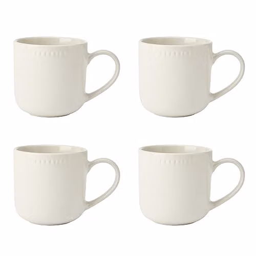 Mikasa Cranborne Stoneware Mug Set of 4, 320ml, Cream – 1