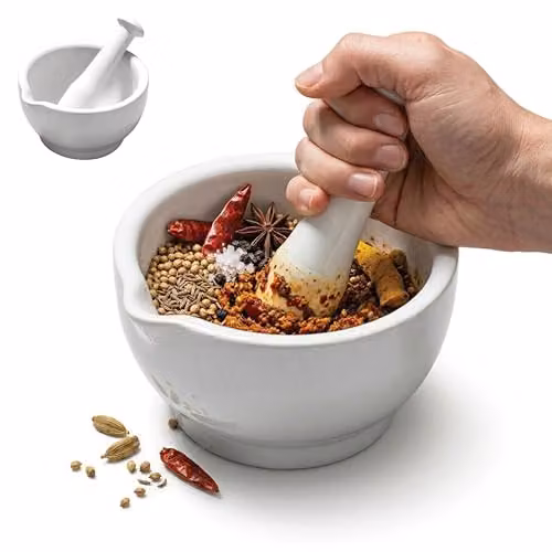 Orsina White Ceramic Mortar and Pestle Set