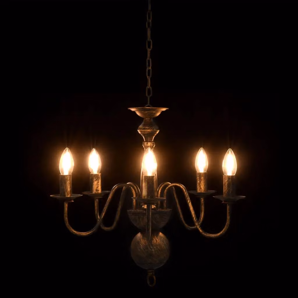 Berkfield Home Antique Black Metal Chandelier for Dining or Living Rooms with 5 x E14 Bulbs – 3