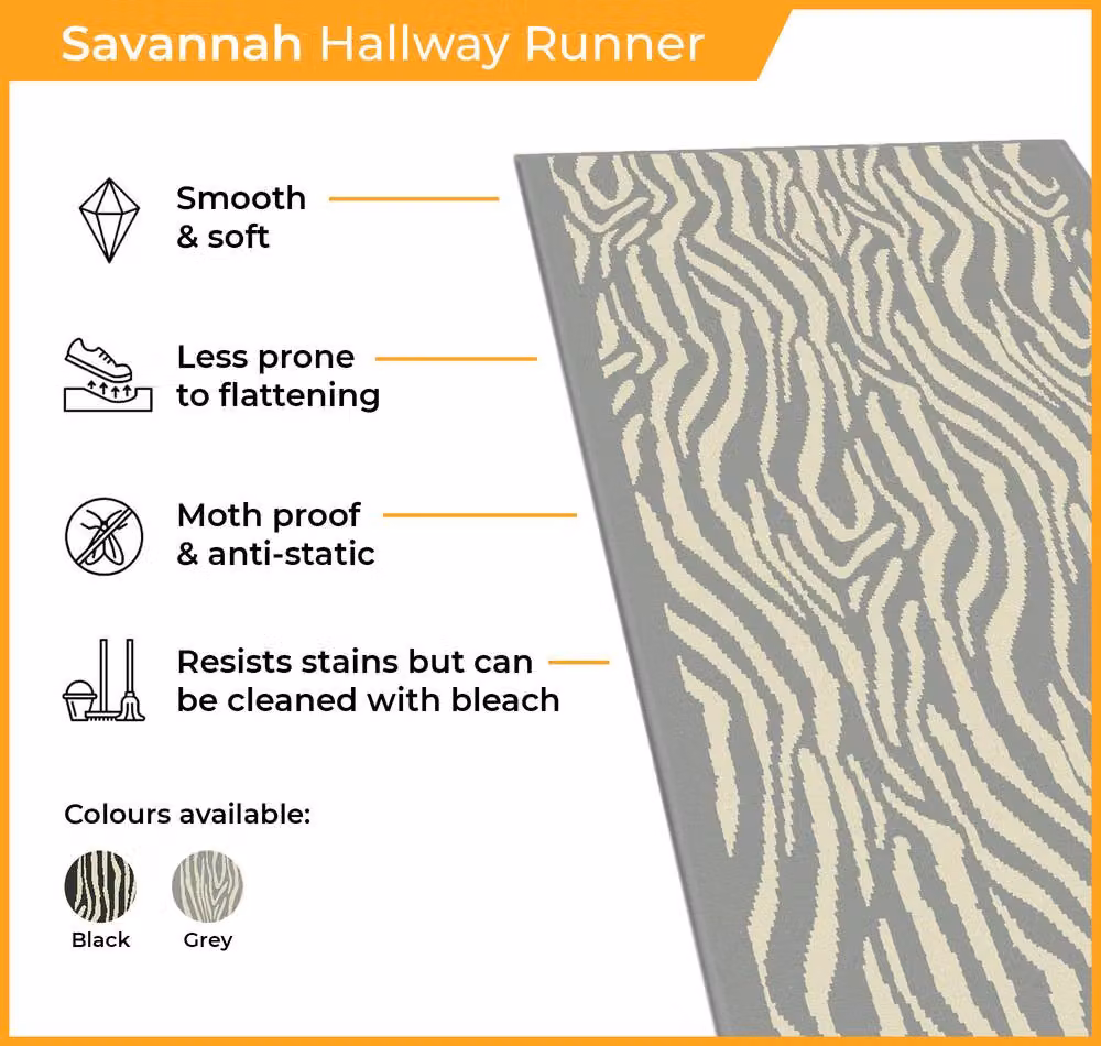 runrug Soft and Luxurious Hallway Runner Rug in Black, W/D/H: 60 x 330 x 0.9 cm – 6