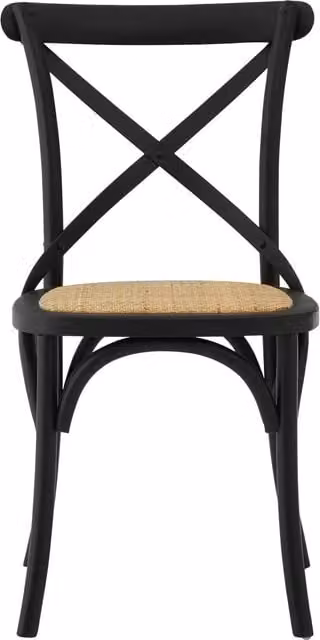 Orsina Modern Black Oak Wood and Rattan Dining Chair