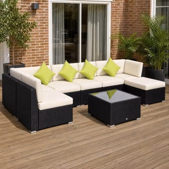 STILVORA 8-Piece Modern Sofa Set with Steel Frame in Beige