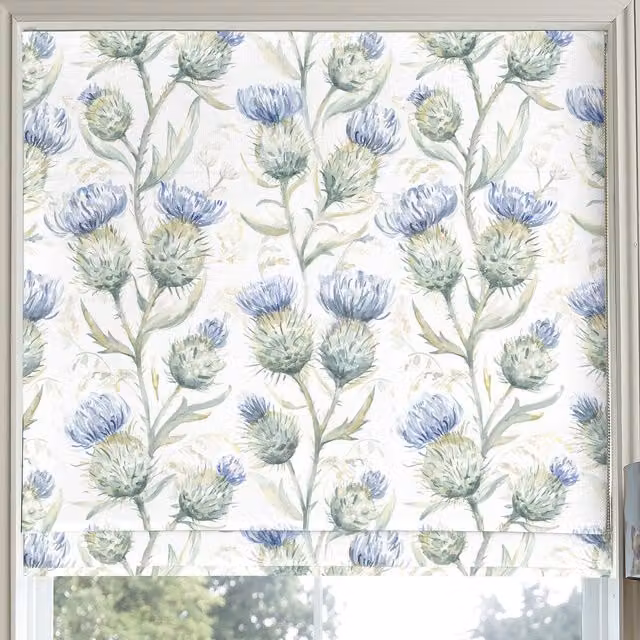 Voyage Maison Thistle Glen Made to Measure Blackout Roman Blind in Blue and Multicolour Floral Design