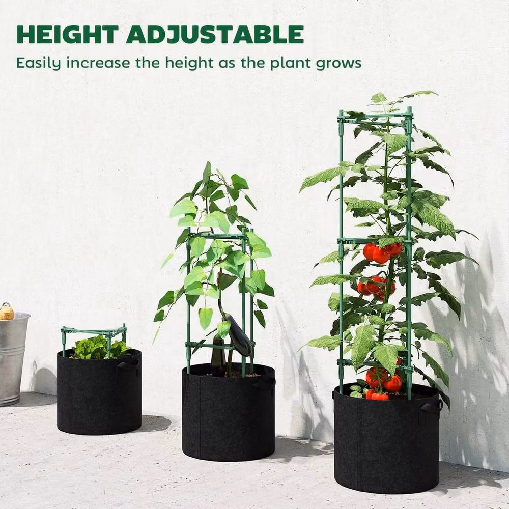 EONLION 3 Pack Black Steel Tomato Cages and Adjustable Support Trellis for Vegetable, Ornamental and Herb Gardens, H: 120 cm, W: 35 cm – 4