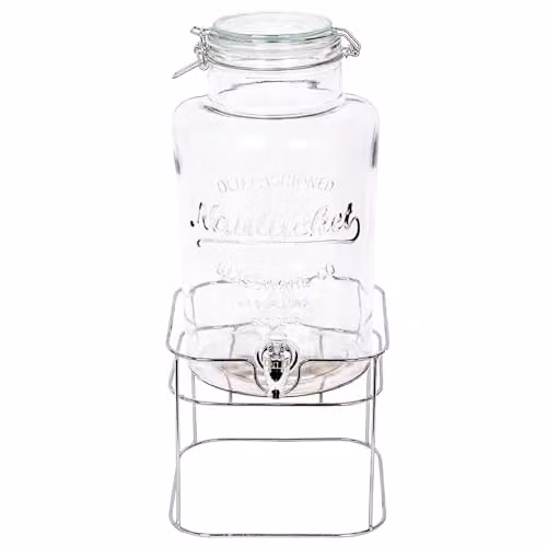 Rink Drink Glass Drinks Dispenser with Tap and Stand, 6.5 l, Silver and Transparent