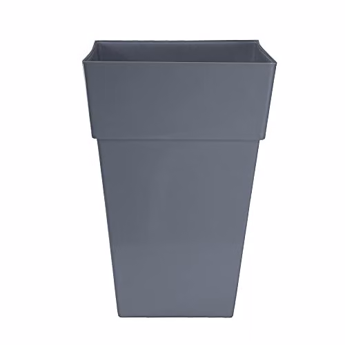 Simpa Moda Milano 28L Gloss Plastic Planter Tubs, Set of 2, Grey, H 46 cm x W 31 cm x D 31 cm – 2