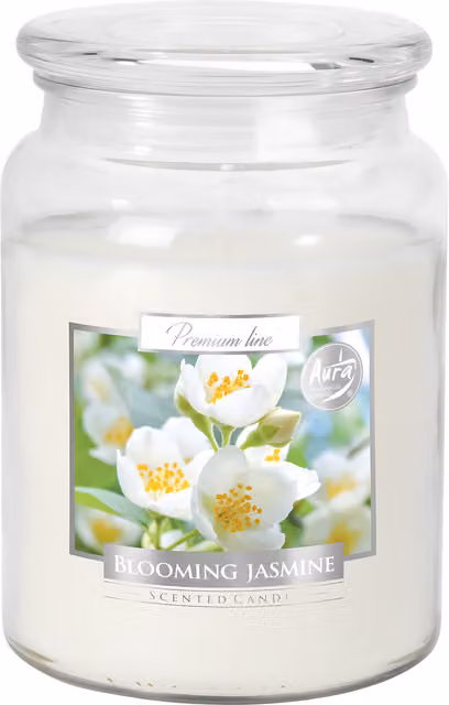 SolaDirect Blooming Jasmine Scented Candle in White Glass Jar, 18oz with 100 Hour Burn Time