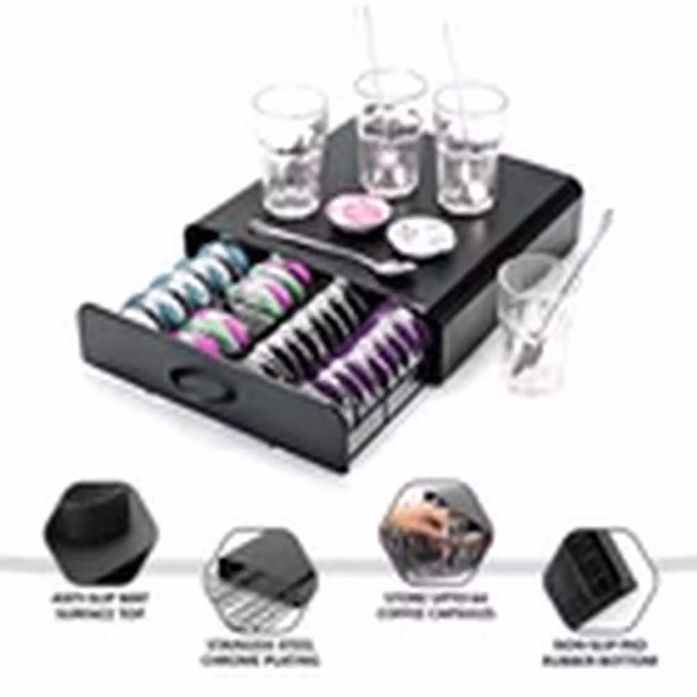 EONLION Black Tassimo Coffee Pod Holder and T-Disc Storage Rack for 64 Pods – 3