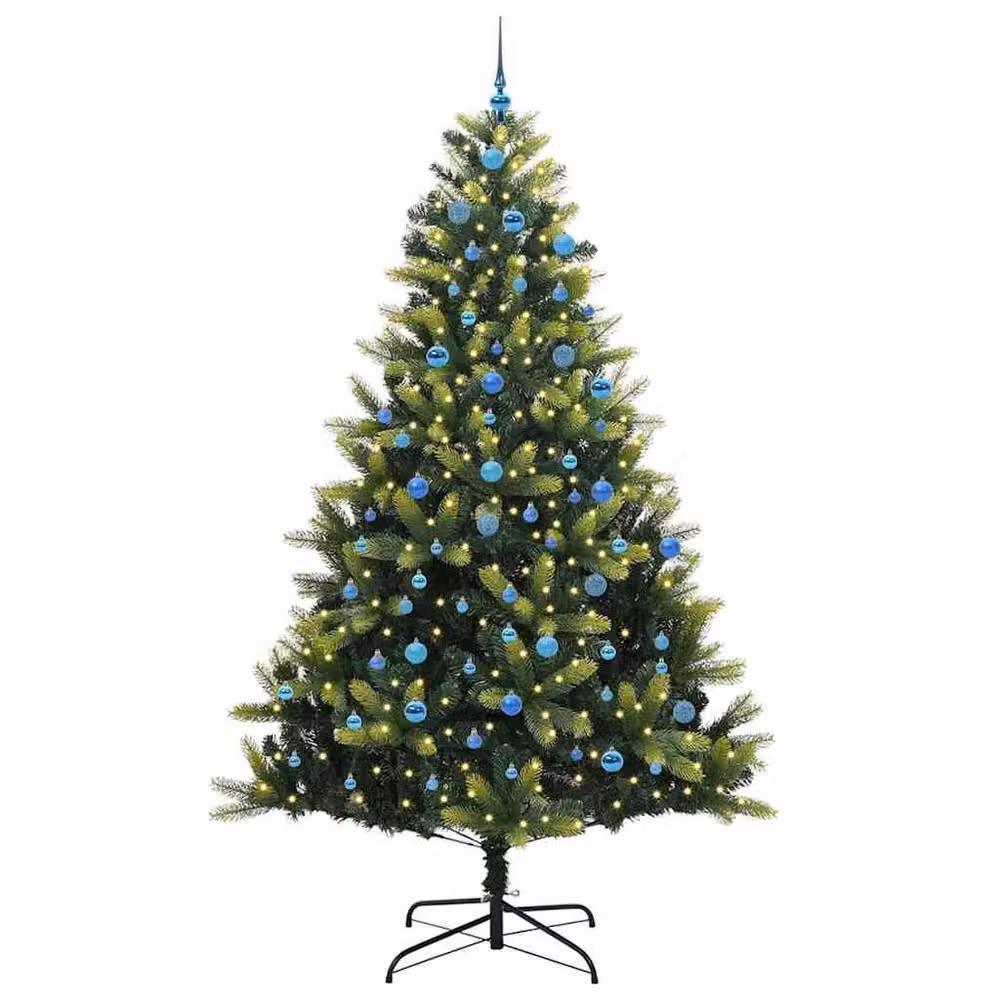 Berkfield Home Artificial Hinged Christmas Tree with 300 LEDs, Green, Height: 240 cm – 3
