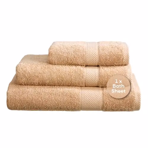 Linens Limited Turkish Cotton Bath Sheets, Beige, W: 140 cm x H: 96 cm x D: 96 cm