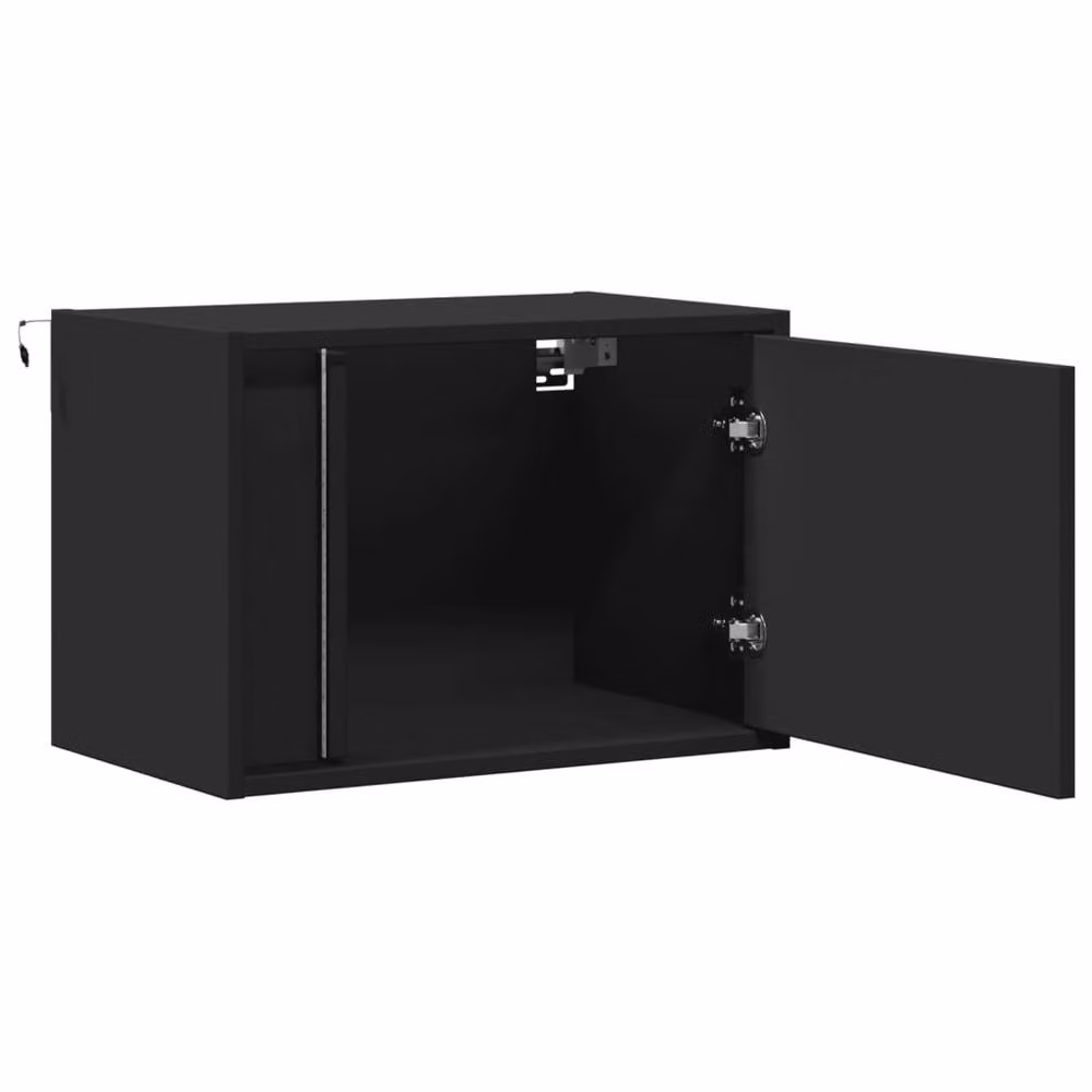 Berkfield Home Set of 2 Black Wall-mounted Bedside Cabinets with Integrated LED Lighting – 4