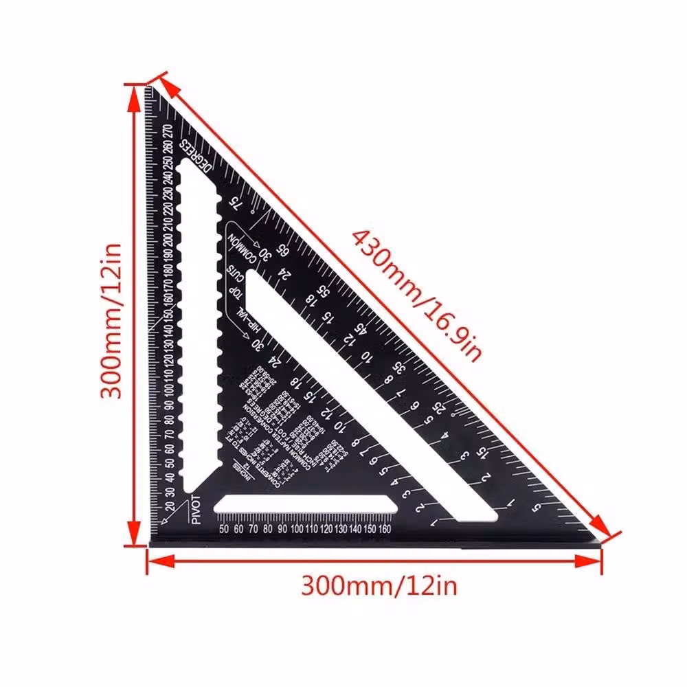 Nordara Aluminium Roofing Speed Square Rafter Angle Guide, Black, 30 cm – 2