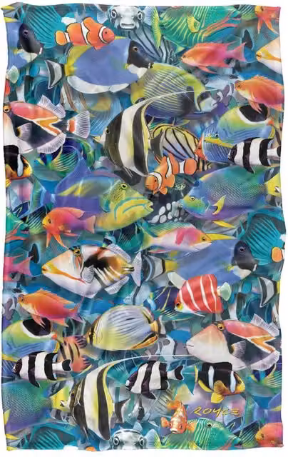 JQ Licensing Royce Mcclure Tropical Fish Jam Pattern Super Soft Polyester Fleece Throw Blanket, Multicolour, W/D/H: 91 x 147 cm – 5